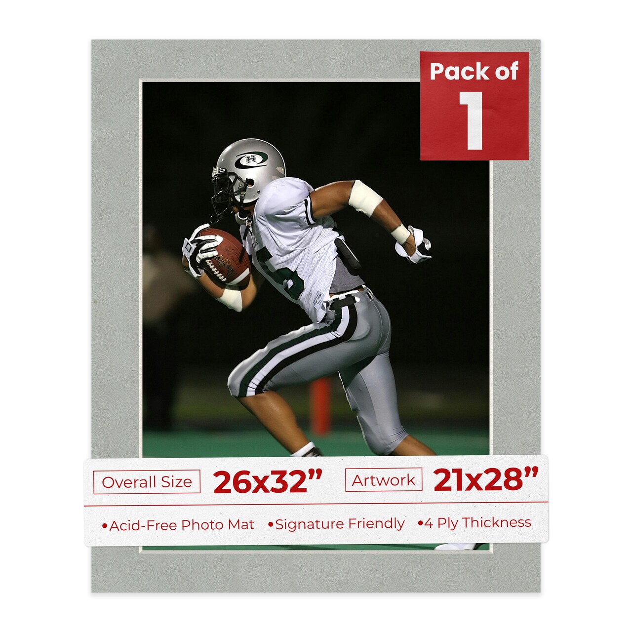 Light Grey Suede Mat Board for 26x32 Frames - Fits 21x28 Photos